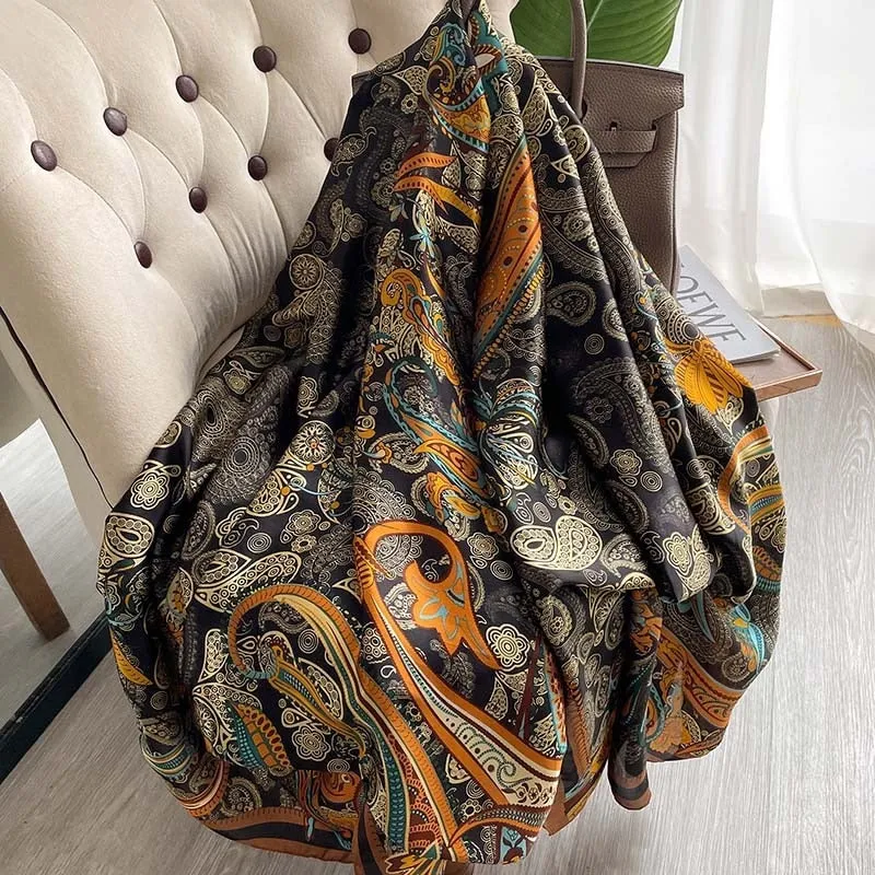 Lady Luxury Silk Scarf Foulard Female Hijab 2022 Brand Print Women Summer New Polyester Pashmina Hijab Bufanda Stoles