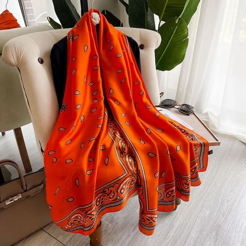 Lady Luxury Silk Scarf Foulard Female Hijab 2022 Brand Print Women Summer New Polyester Pashmina Hijab Bufanda Stoles