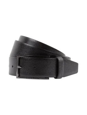 Leather belt with BOSS buckle, black