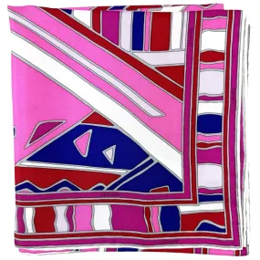 Leonard Paris Scarf Purple Pink Navy Red Design - Twill Silk Large Square Scarf