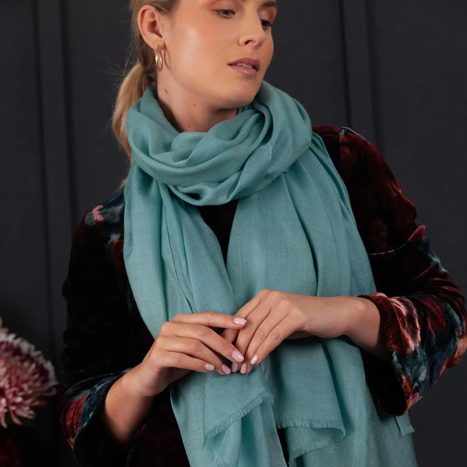 Luxe Merino Silk Shawl Duck Egg Green