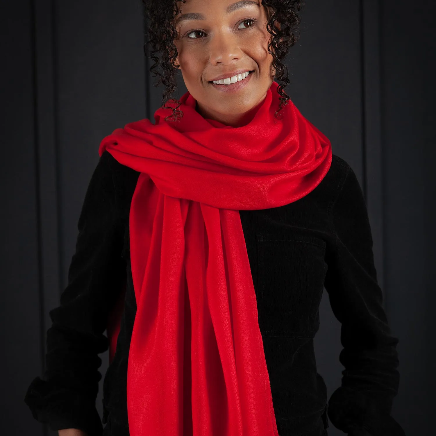 Luxe Merino Silk Shawl Red