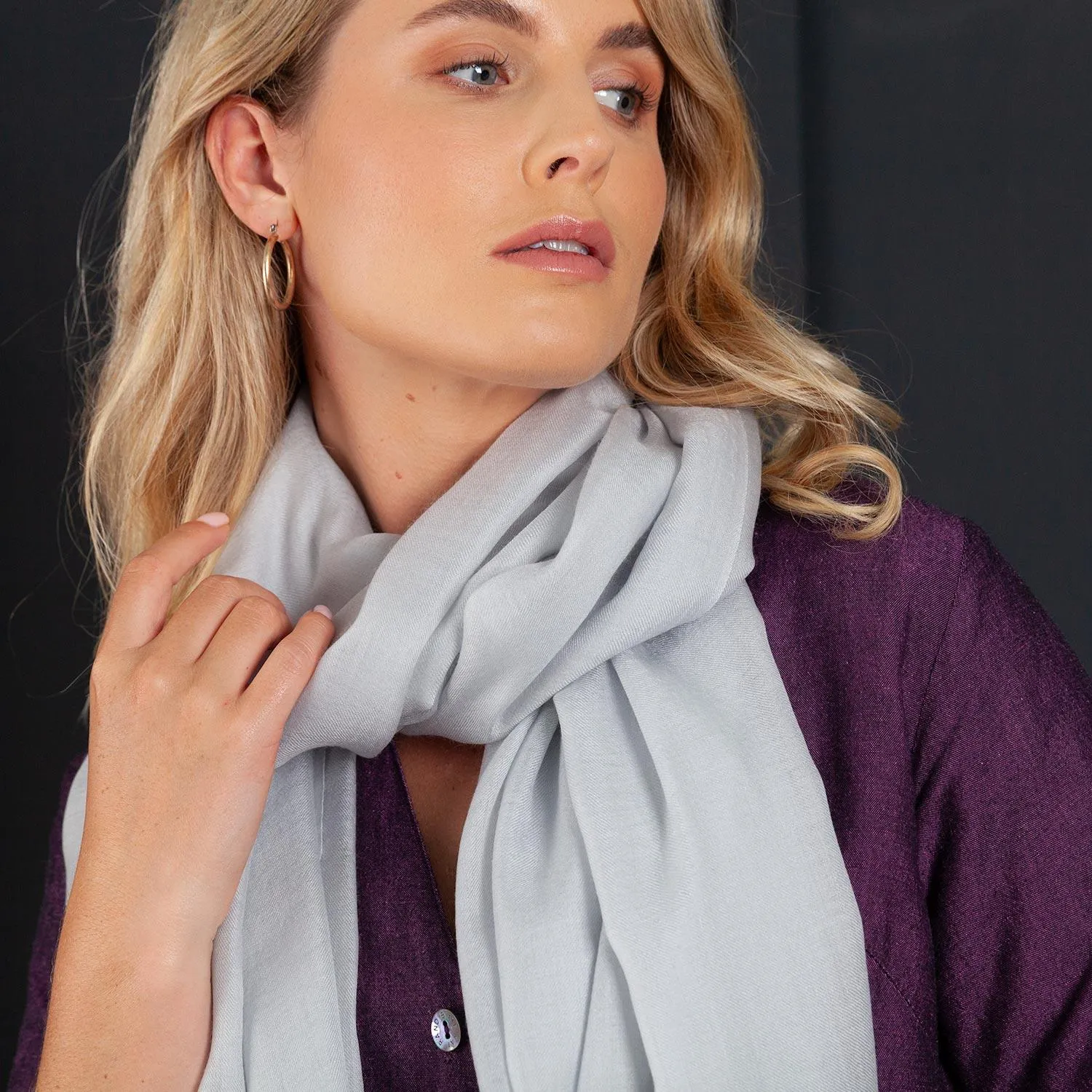 Luxe Merino Silk Shawl Silver