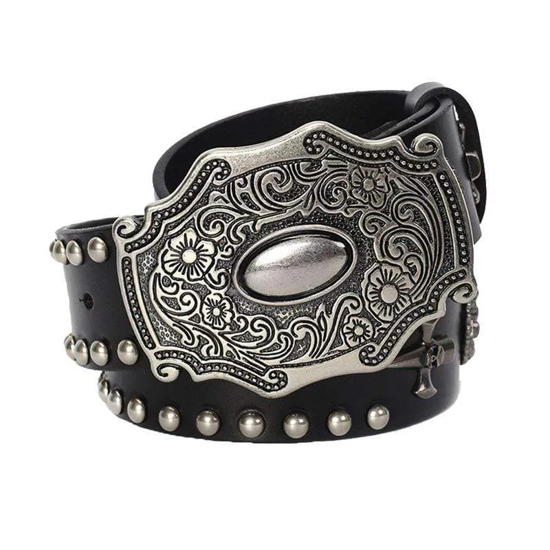 Men's Gothic Belts With Rivets Of Multi-skulls And Crosses