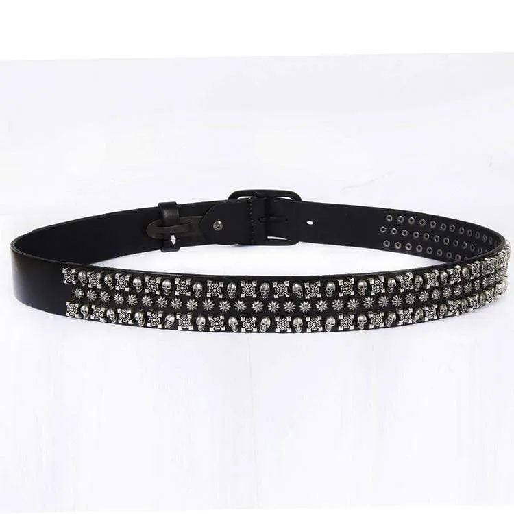 Men's Gothic Belts With Rivets Of Skulls And Crosses And Stars