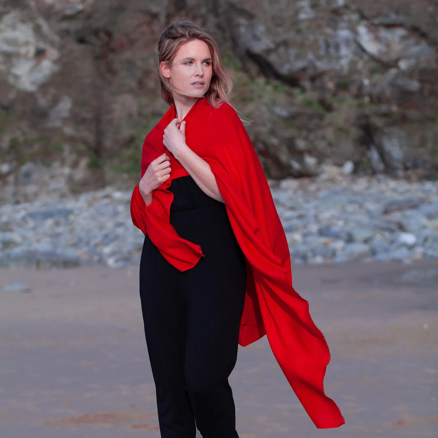 Merino Wool Shawl Scarlet