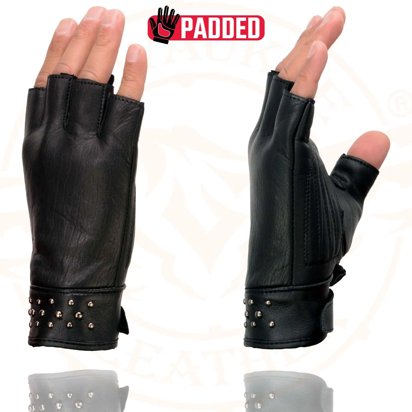 Milwaukee Leather MG7761 Women's Black Leather Gel Palm Fingerless