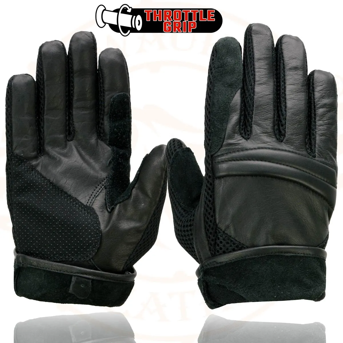 Milwaukee Leather SH296 Men's Black Leather Mesh Racing Motorcycle