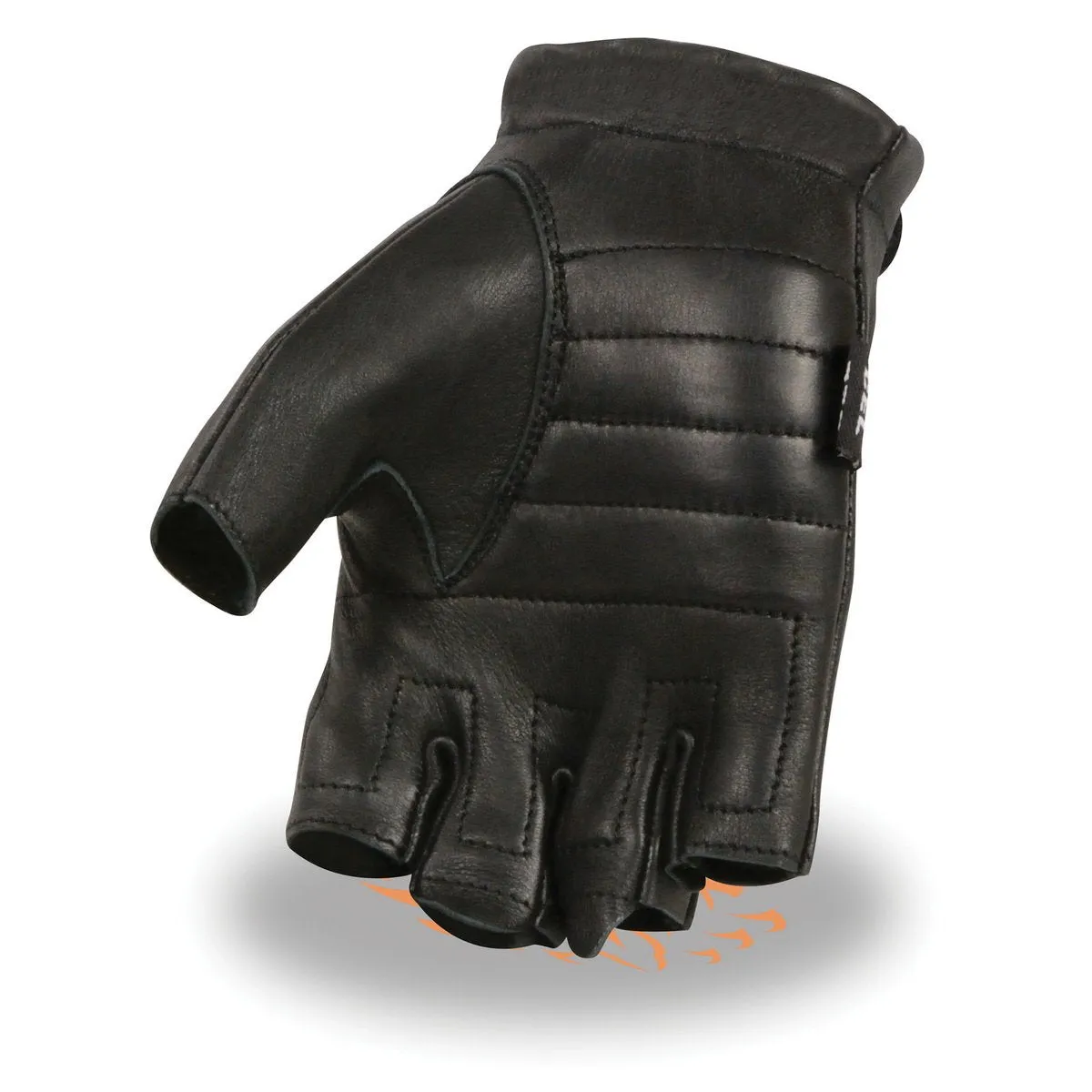 Milwaukee Leather SH878 Men's Black Leather Gel Padded Palm Fingerless Motorcycle Hand Gloves ‘Welted Genuine USA Deerskin’