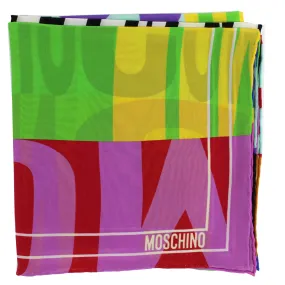 Moschino Scarf Colorful Logo Design - Large Square Silk Foulard - 2024 Collection