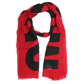 Moschino Scarf Dark Red Black Logo Design - Wool Shawl BLACK FRIDAY SALE