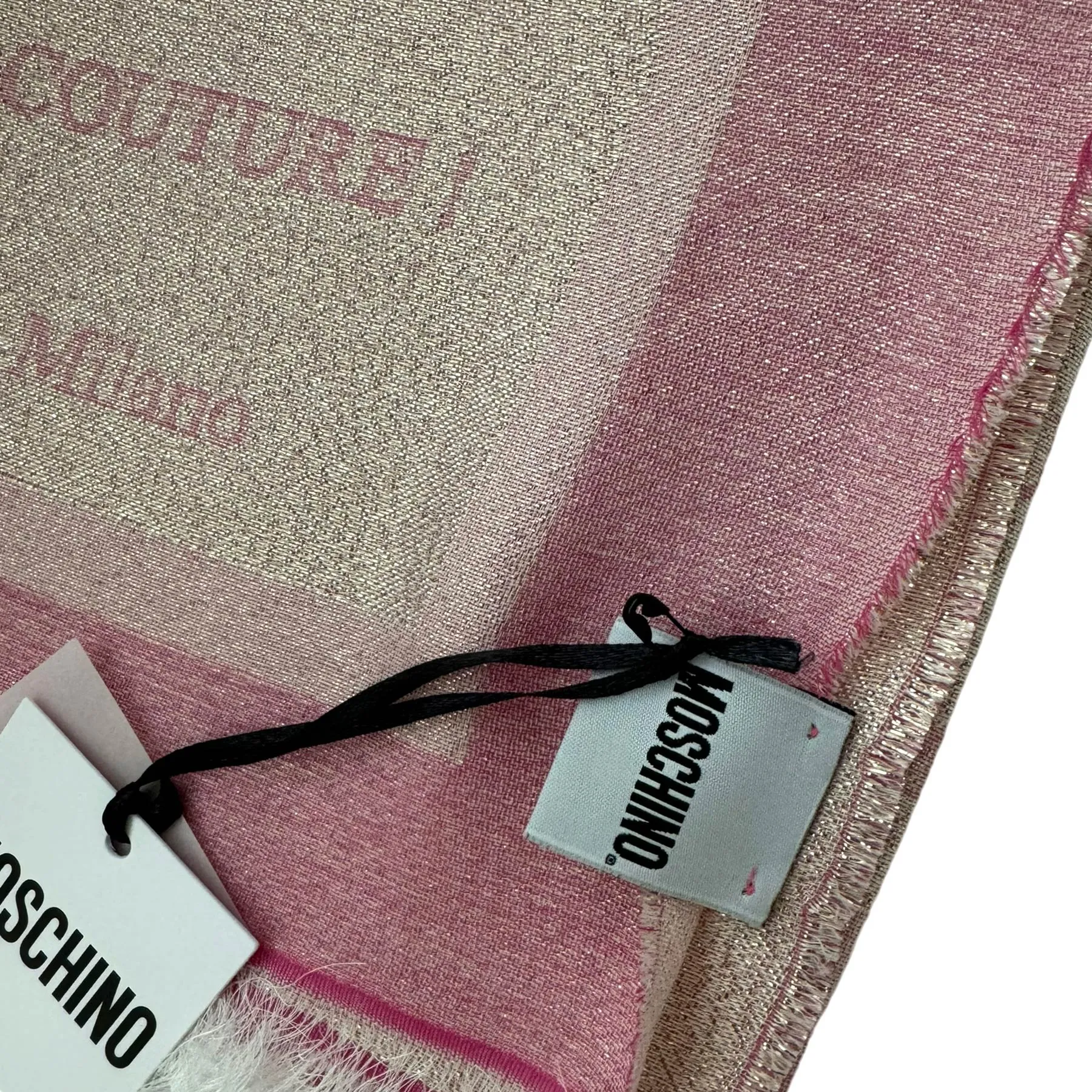 Moschino Scarf Pink Gold Glitter Moschino Couture Milano Shawl