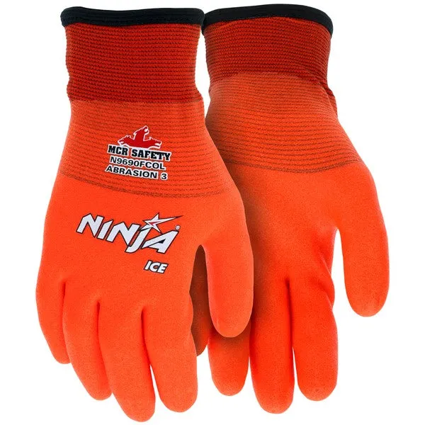 N9690FCOXL MCR Safety Ninja Gloves, X-Large, Nylon/Acrylic, Hi-Viz Orange