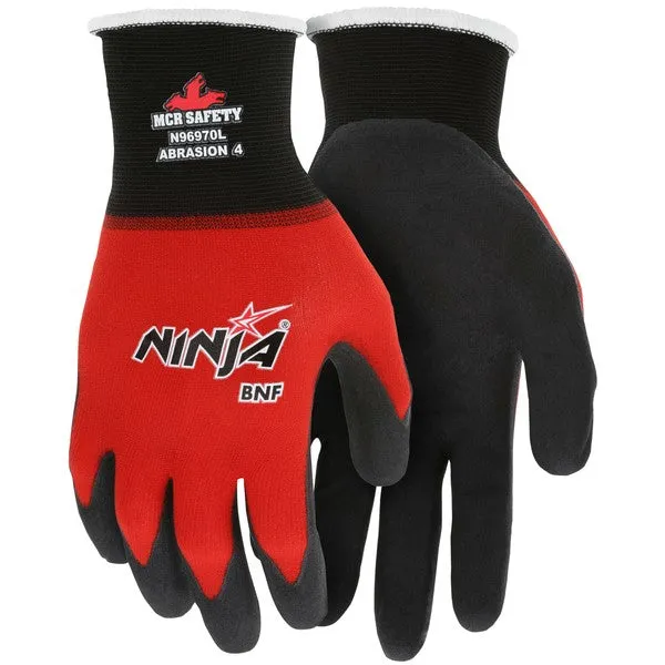 N96970S MCR Safety Ninja Gloves, Small, Nylon, Black, Knit Wrist Cuff