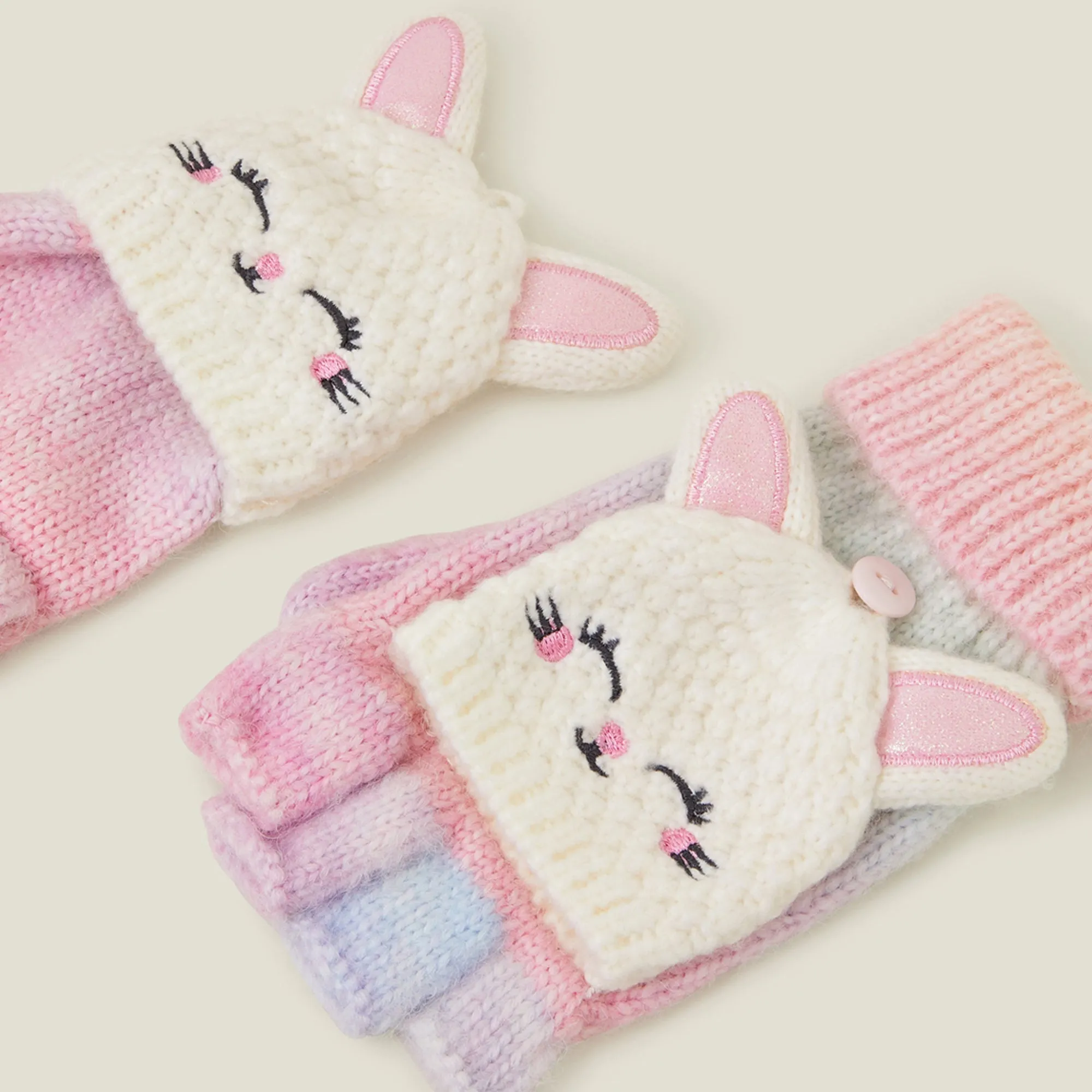 Ombre Bunny Fingerless Mitten Gloves Multi Set of 2 - 3-5- years