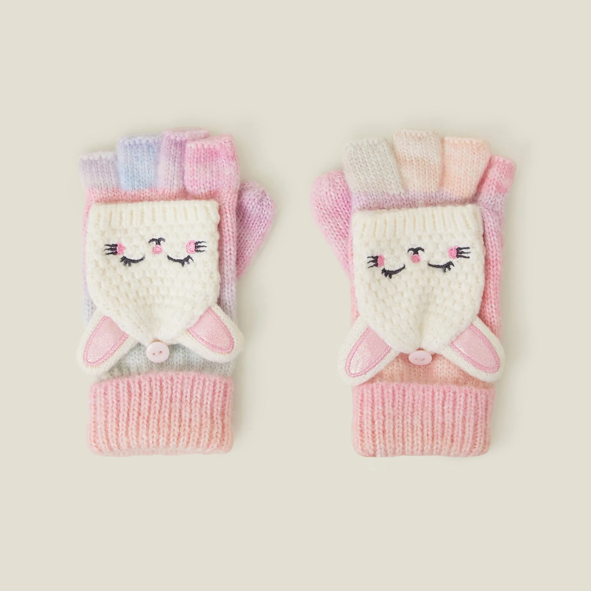 Ombre Bunny Fingerless Mitten Gloves Multi Set of 2 - 3-5- years