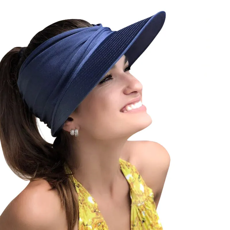 Open Top Chic Summer Sun Visor Ponytail Hat