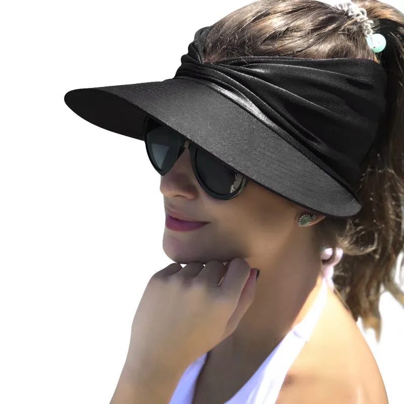 Open Top Chic Summer Sun Visor Ponytail Hat