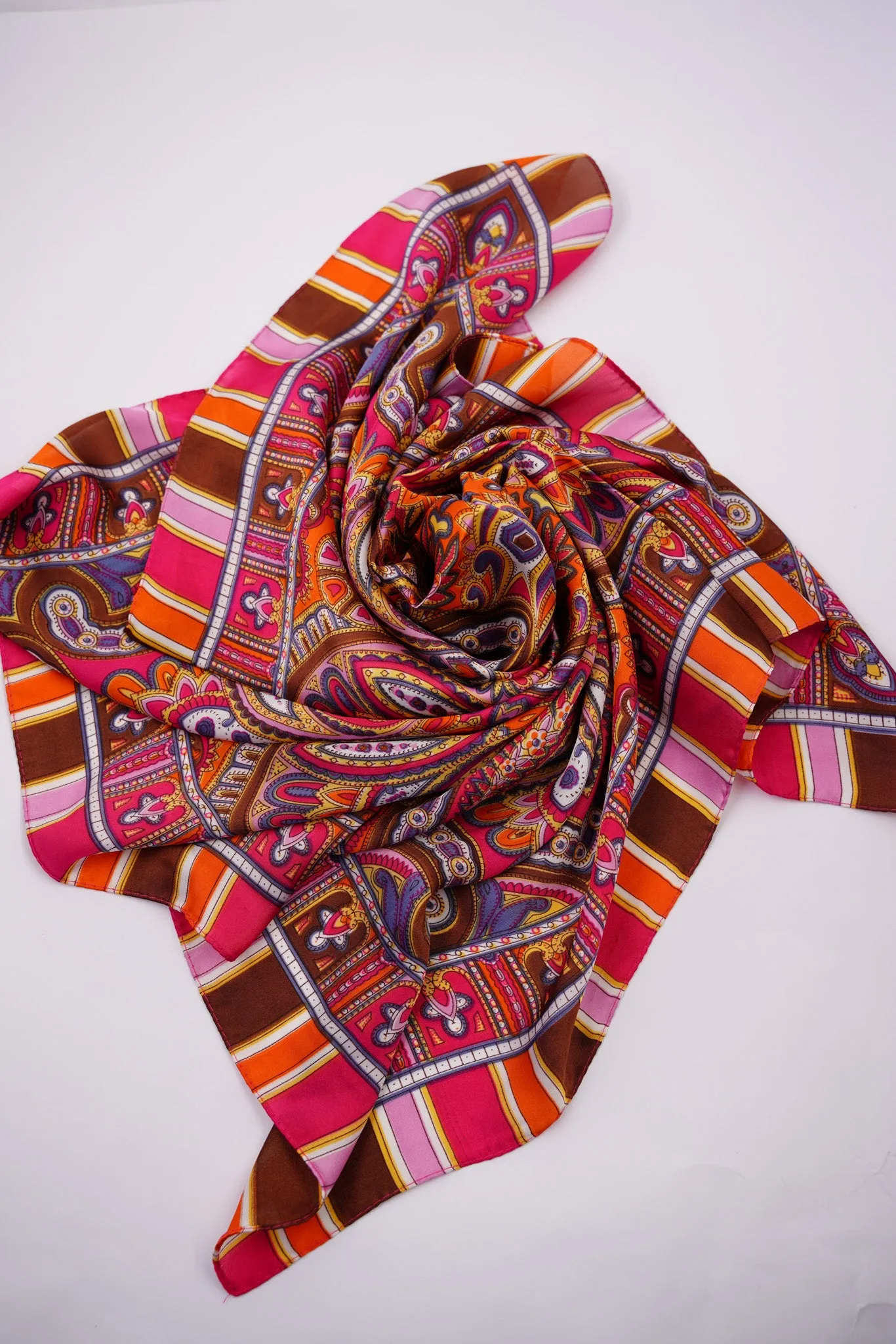 Orange & Pink Paisley Neck Scarf