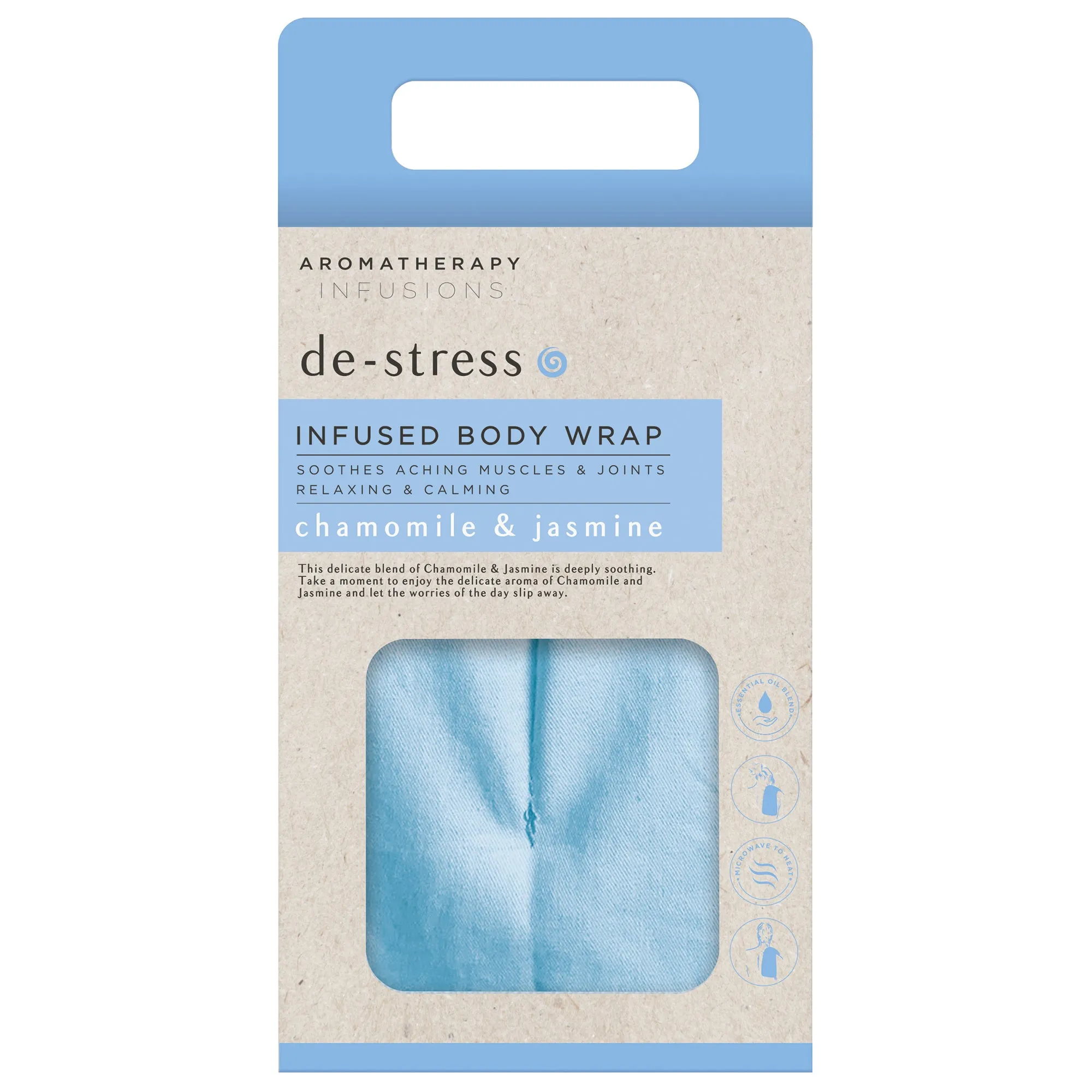 Pastel Blue De-Stress Infused with Chamomile & Jasmine Soothing Microwavable Body Wrap