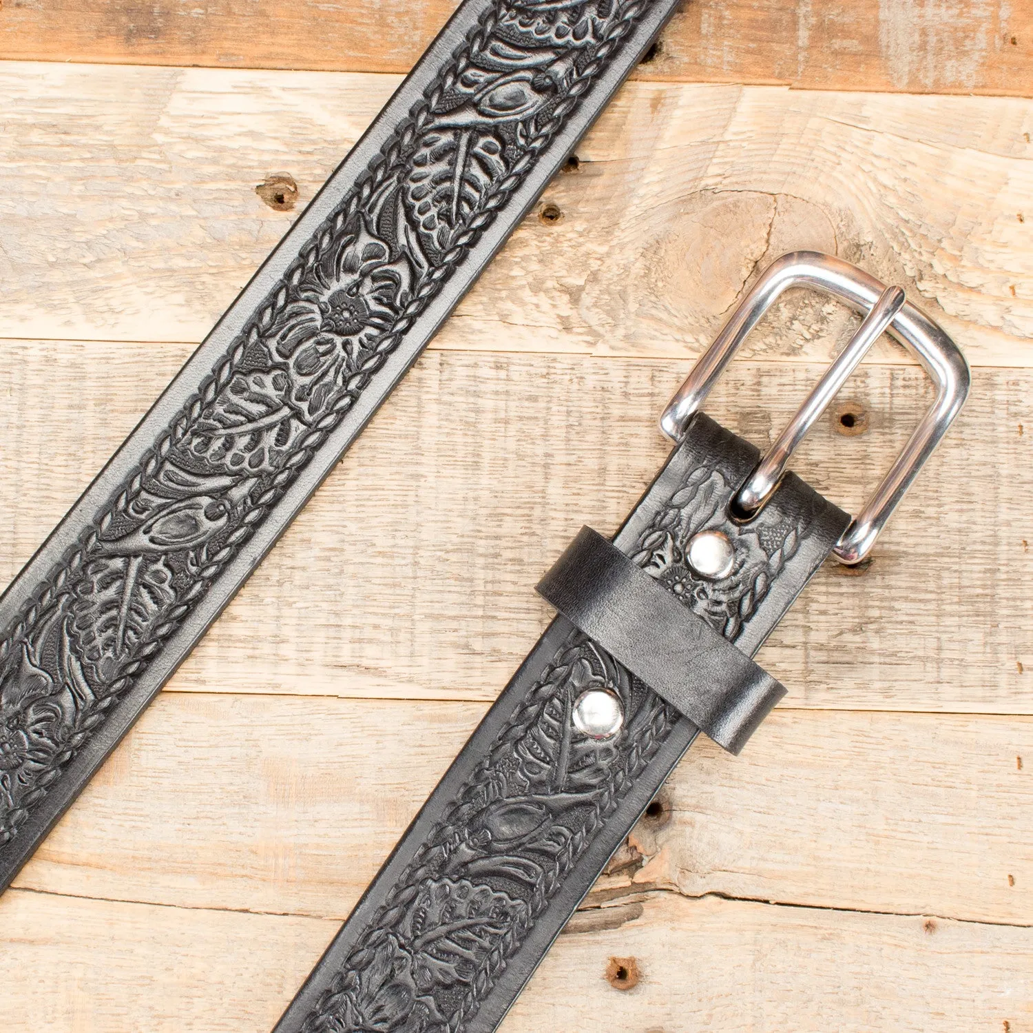 Rope Floral Black Belt