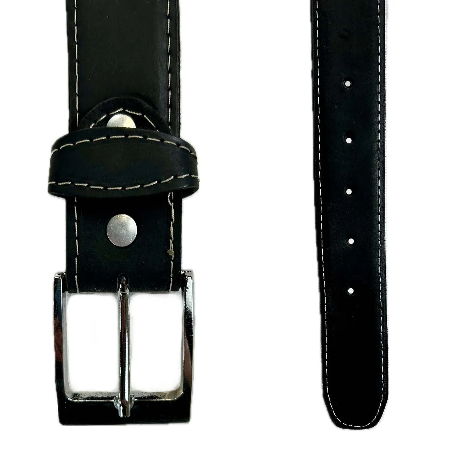 Sanded Nubuck Full Grain Genuine Leather Western Belt in Black