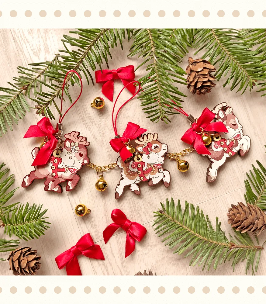 Santa's Reindeer Wood Ornaments