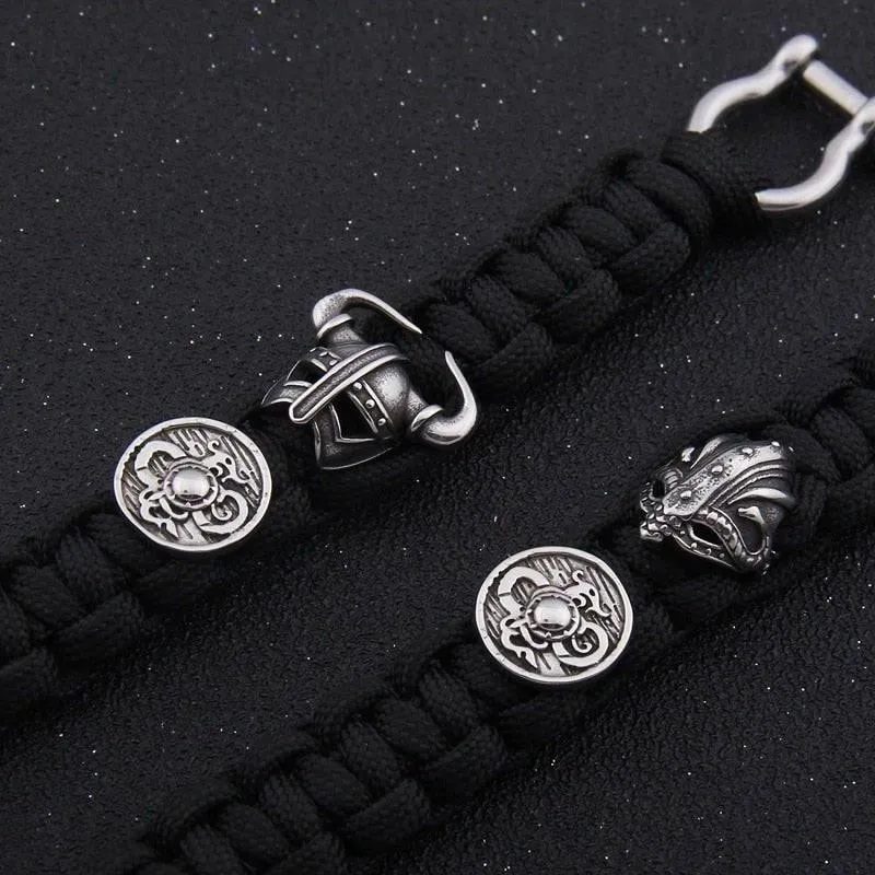 Shield and Helm Paracord Bracelet - Stainless Steel