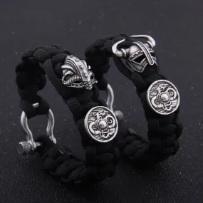 Shield and Helm Paracord Bracelet - Stainless Steel