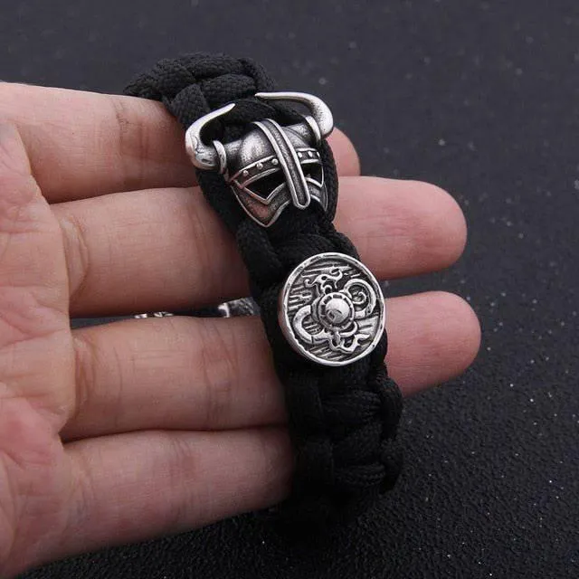 Shield and Helm Paracord Bracelet - Stainless Steel