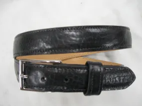 Shrunken High-Gloss Cowhide Stitched, Feather-Edged Leather Belt