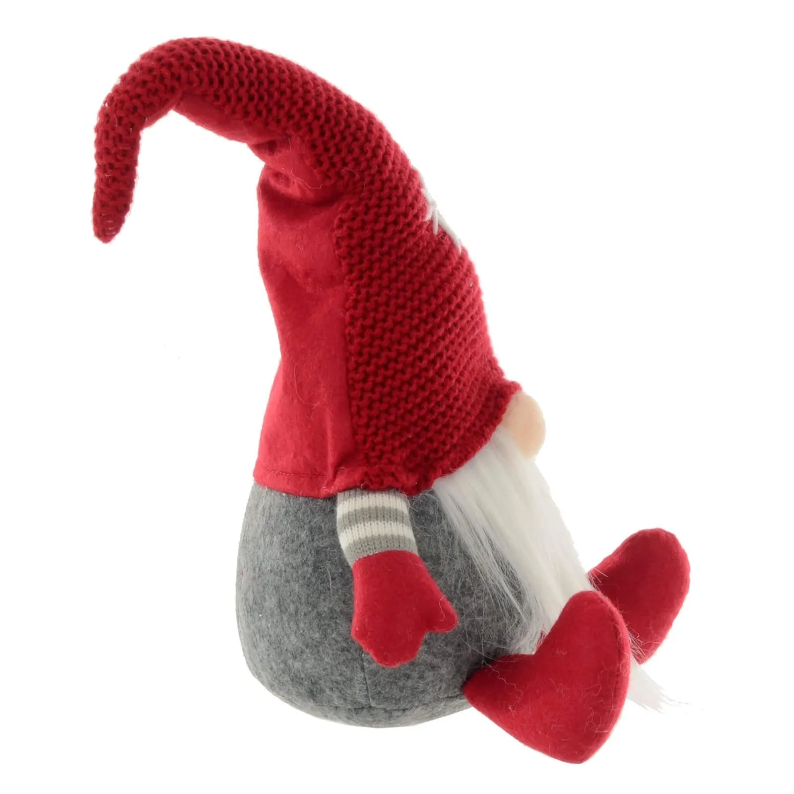 Sitting Gonk Fabric Christmas Figure Decoration Red Grey 38cm