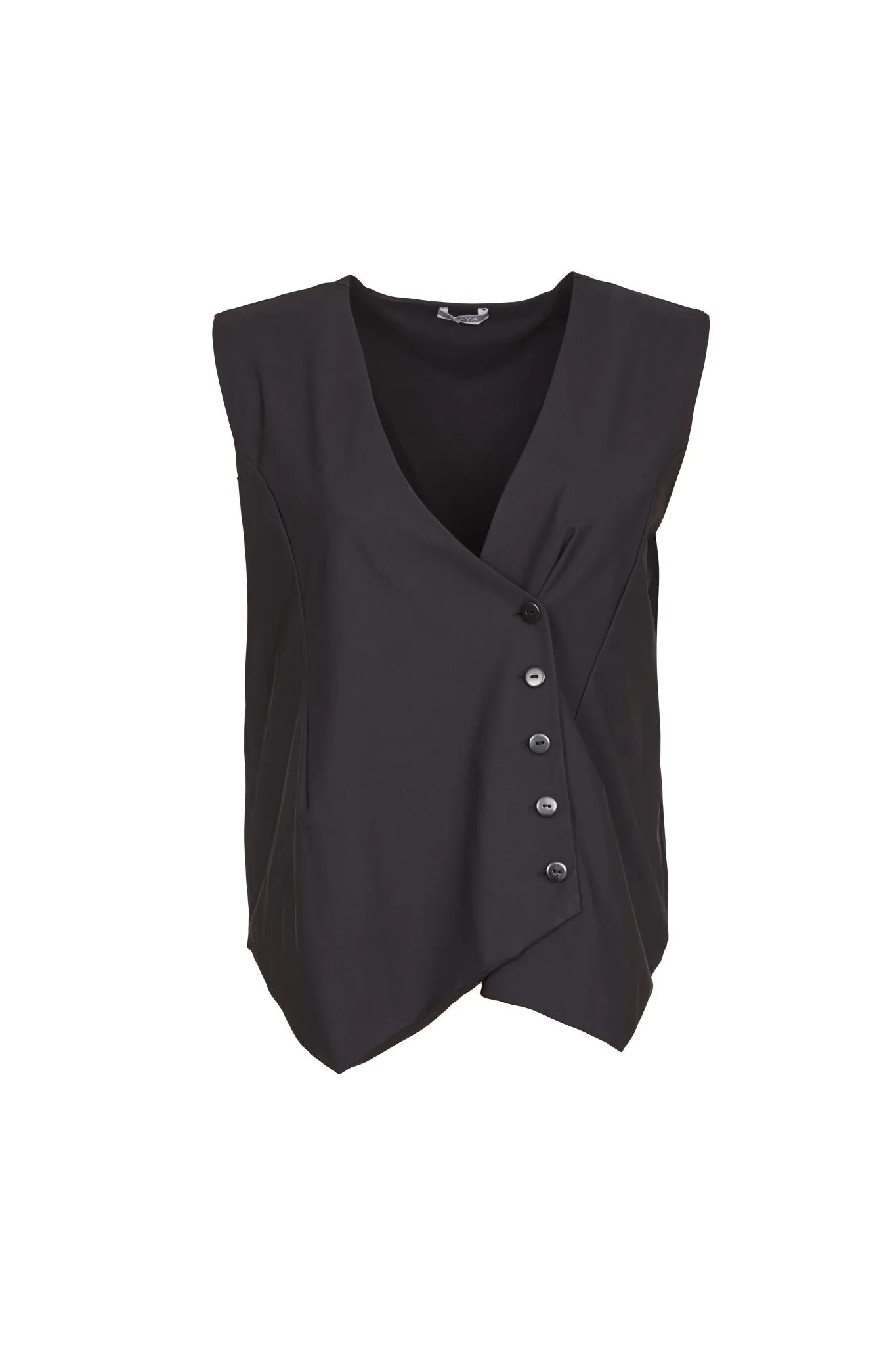 Square Waistcoat with Button Detail in Black