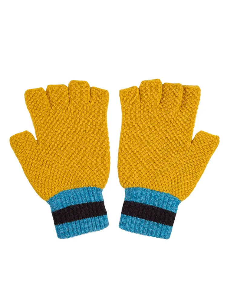 Stripe Moss Stitch Fingerless Gloves Turmeric Sample Sale