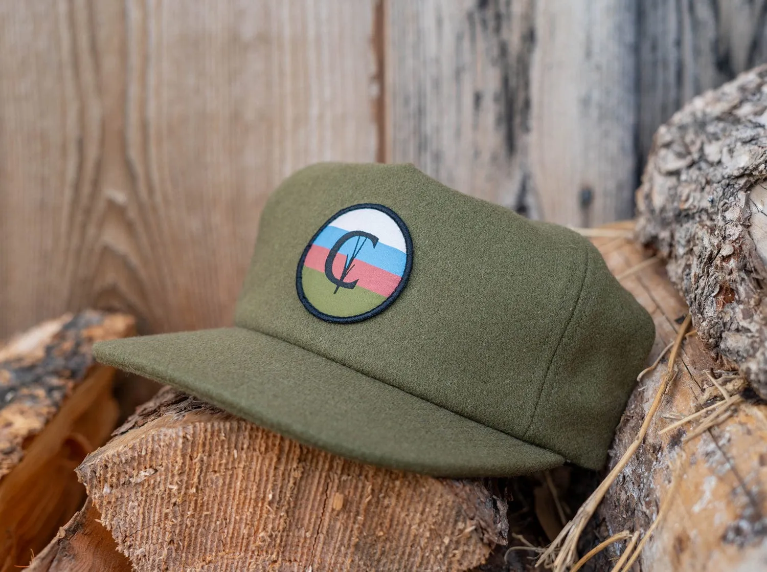 Throwback Hat - Sunset Patch - Olive Wool