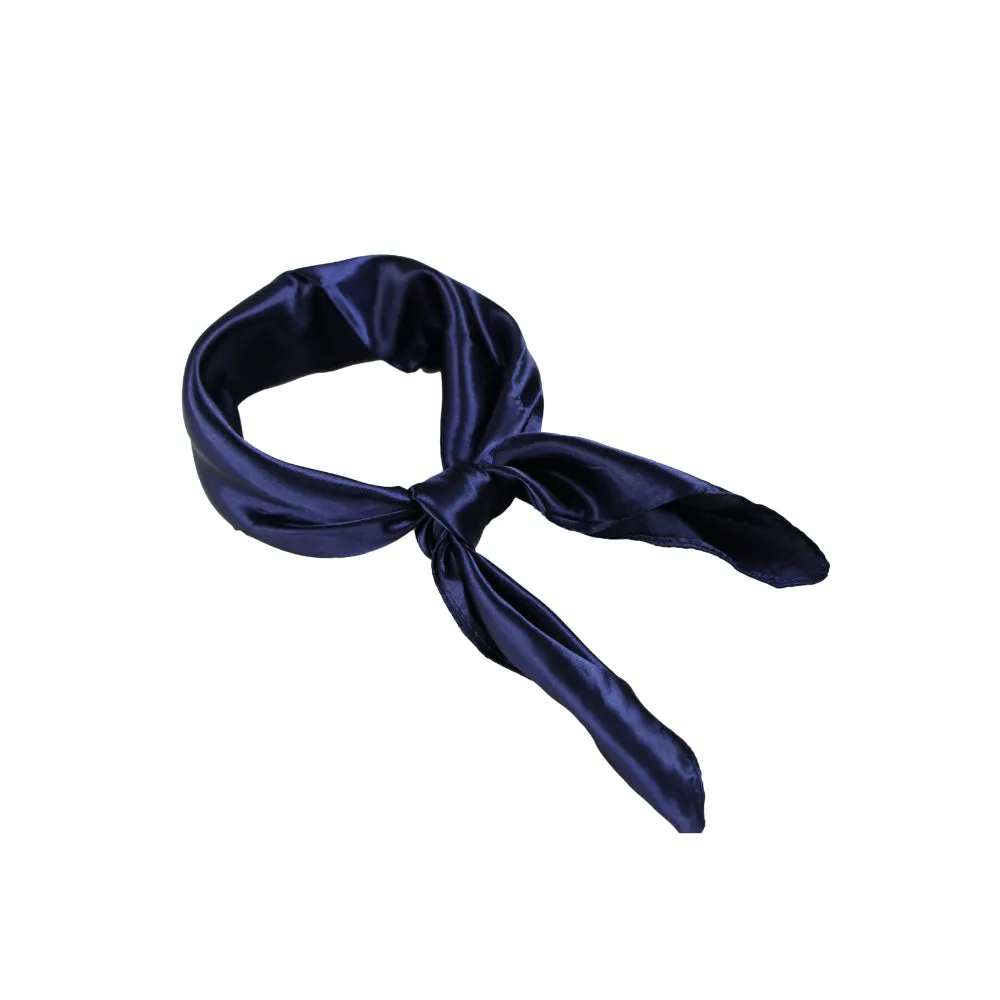 Womens Navy Silk Feel Plain Soft Neck Scarf