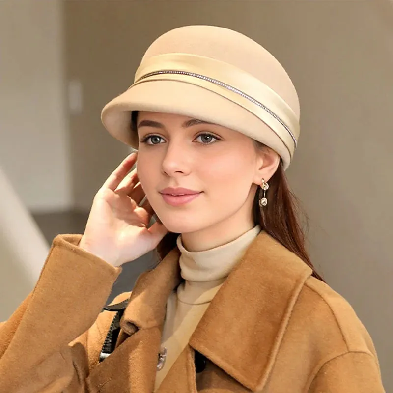 Wool Duck Tongue Versatile Round Face Beret English Style Hat