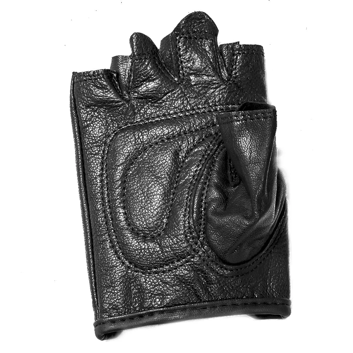 Xelement XG352 Black Flaming Eagle Fingerless Leather Motorcycle Gloves